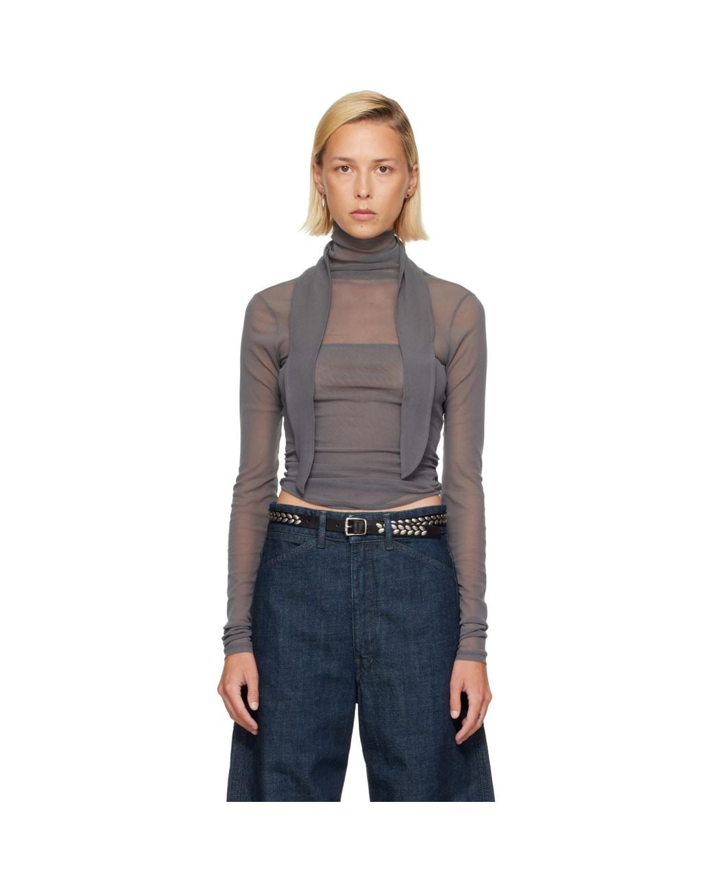 Lemaire Gray Ballerina Scarf Blouse