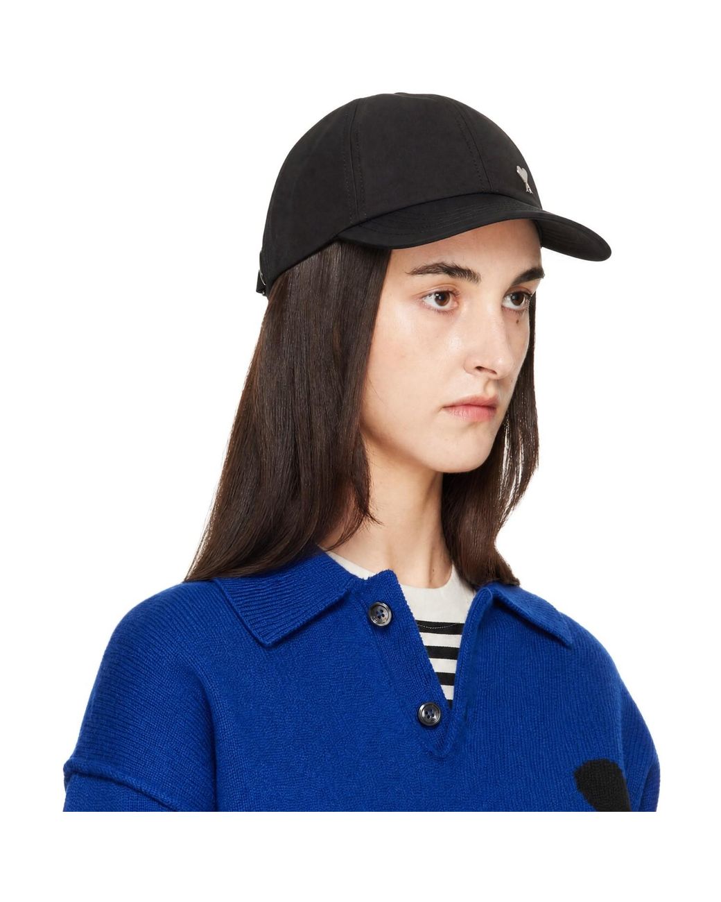 AMI Blue Nylon Cotton Ami De Coeur Stud Cap