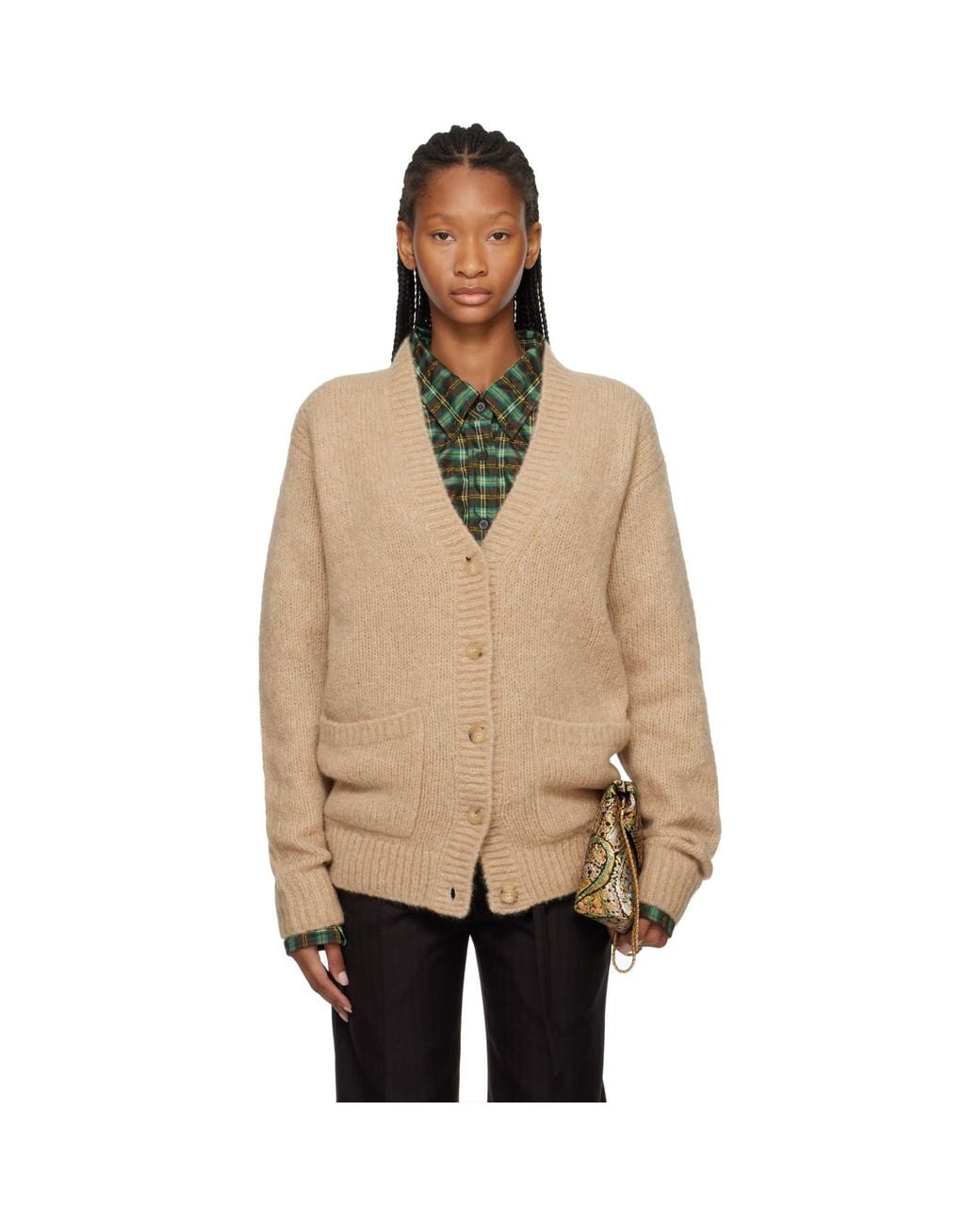 Dries Van Noten Natural Alpaca Cardigan