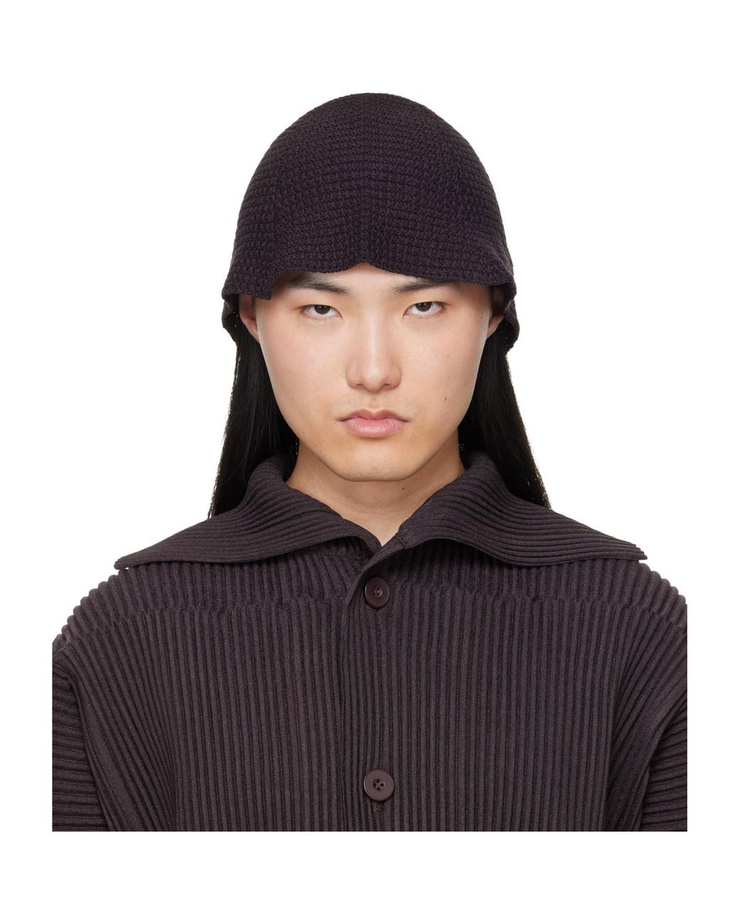 Homme Plissé Issey Miyake Black Crochet Hat for men