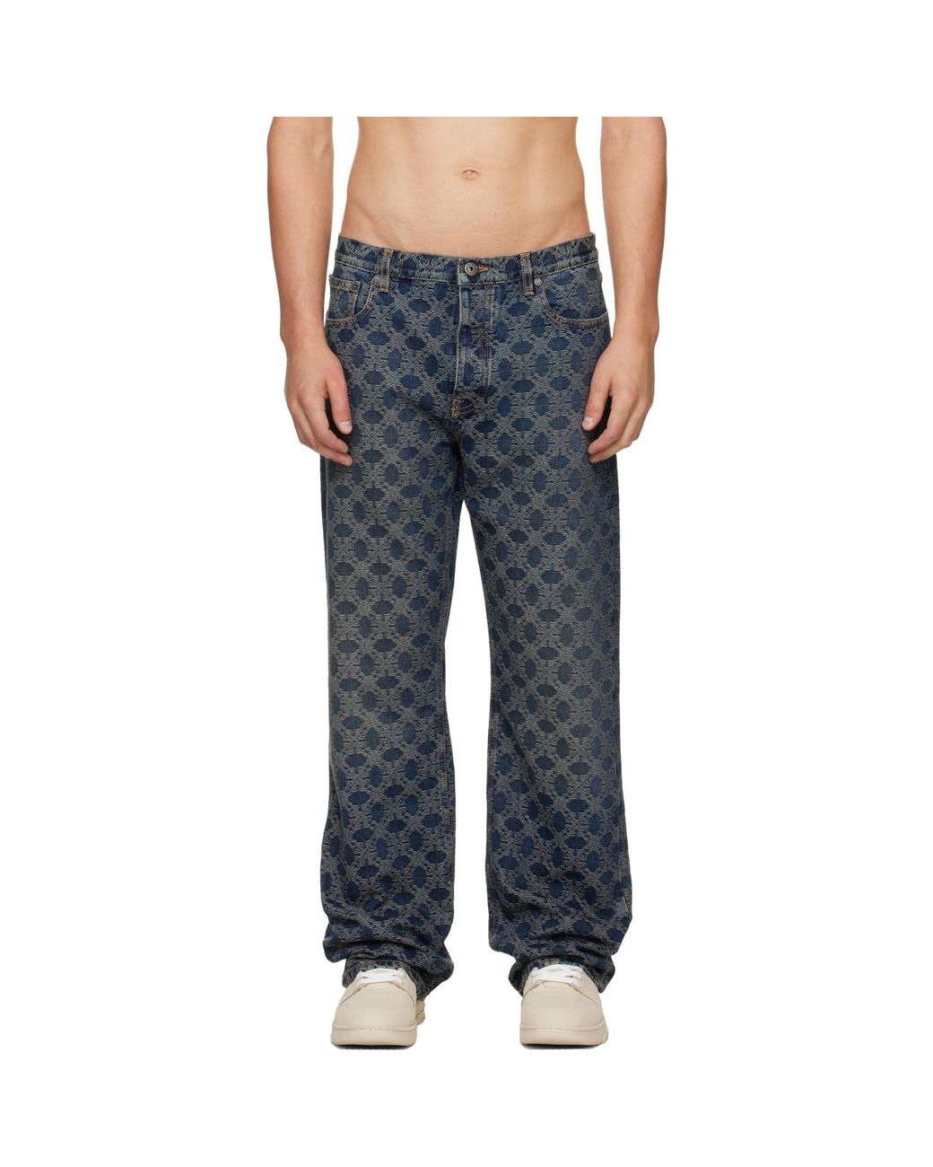 Off-White c/o Virgil Abloh Blue Arrow Monogram Slim Relax Jeans for men