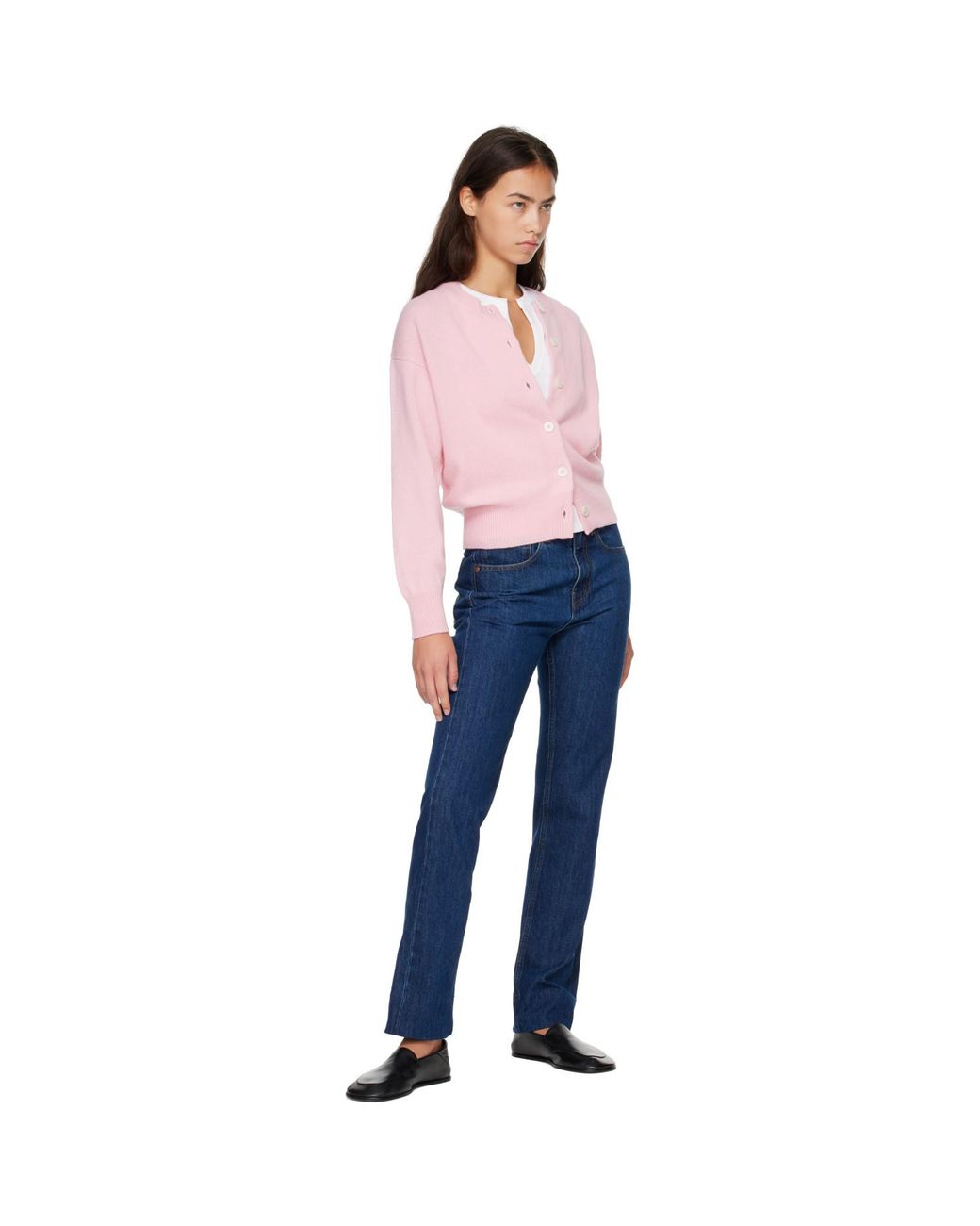 &Daughter Pink Ada Crewneck Cardigan