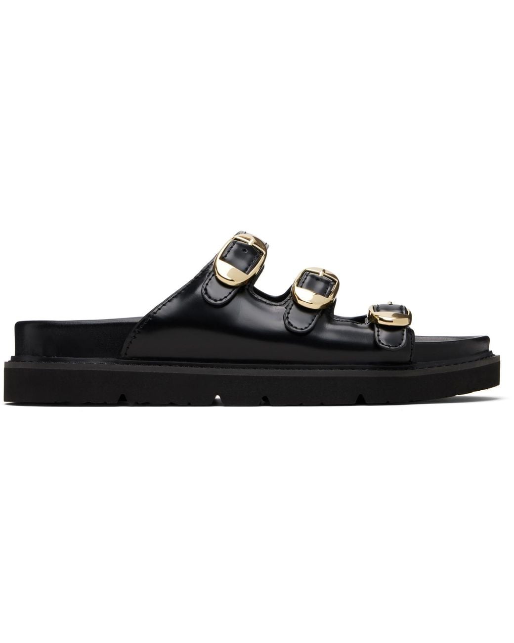 Marc Jacobs Black 'The Leather Kiki' Slide Sandals