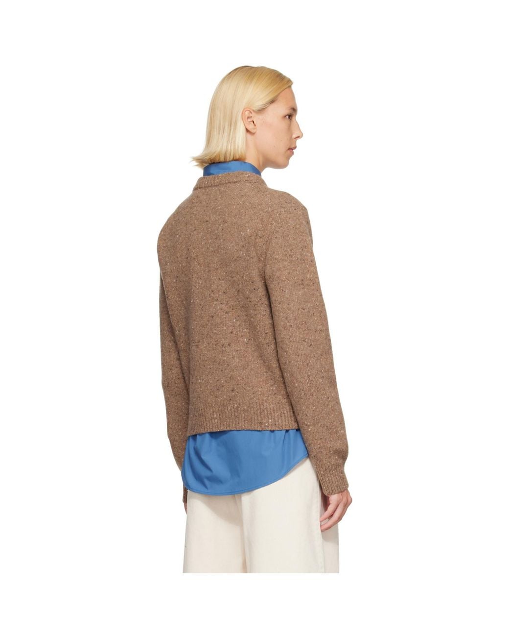 Rohe Brown Tan Fitted Mouliné Crewneck Sweater