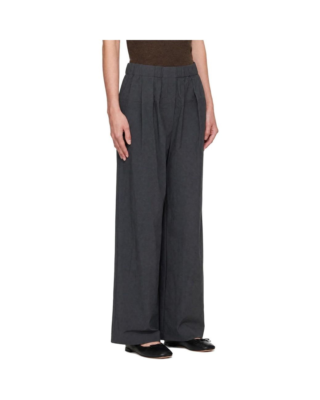St. Agni Black Relaxed Pleat Trousers