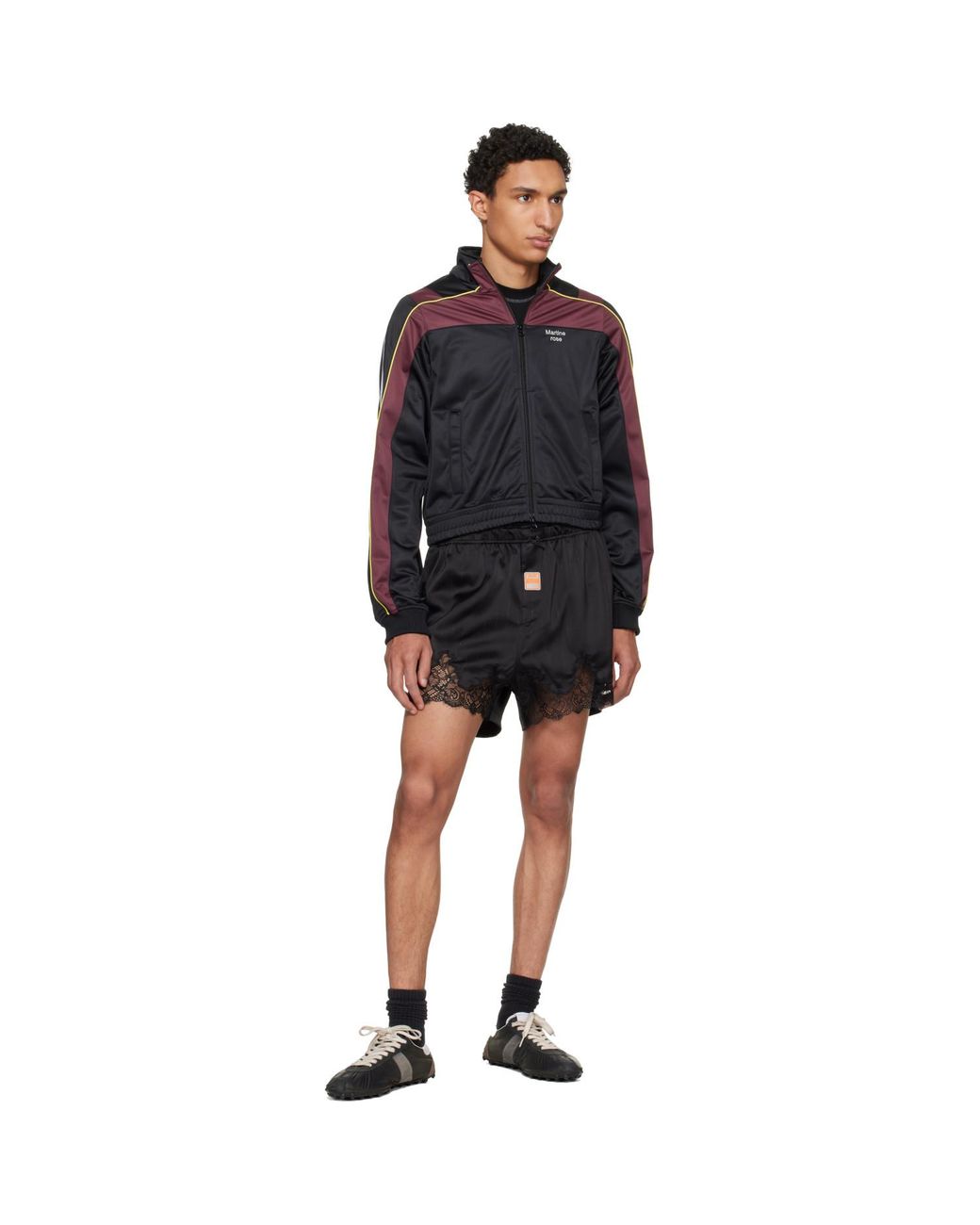 Martine Rose Black Burgundy Shrunken Track Jacket for men