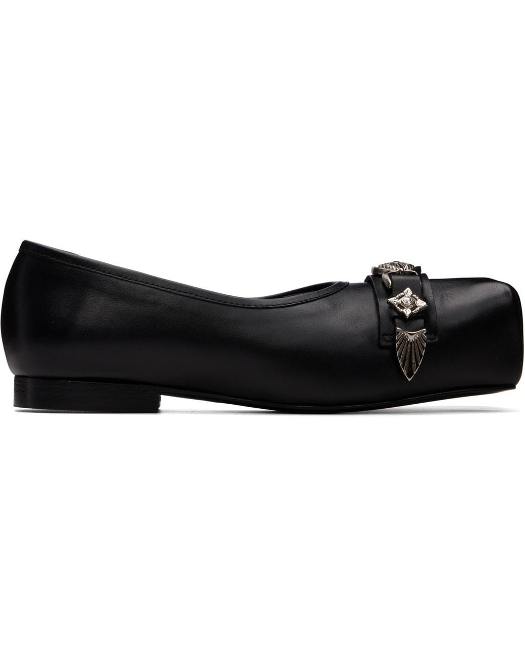 Toga Black Leather Ballerina Flats