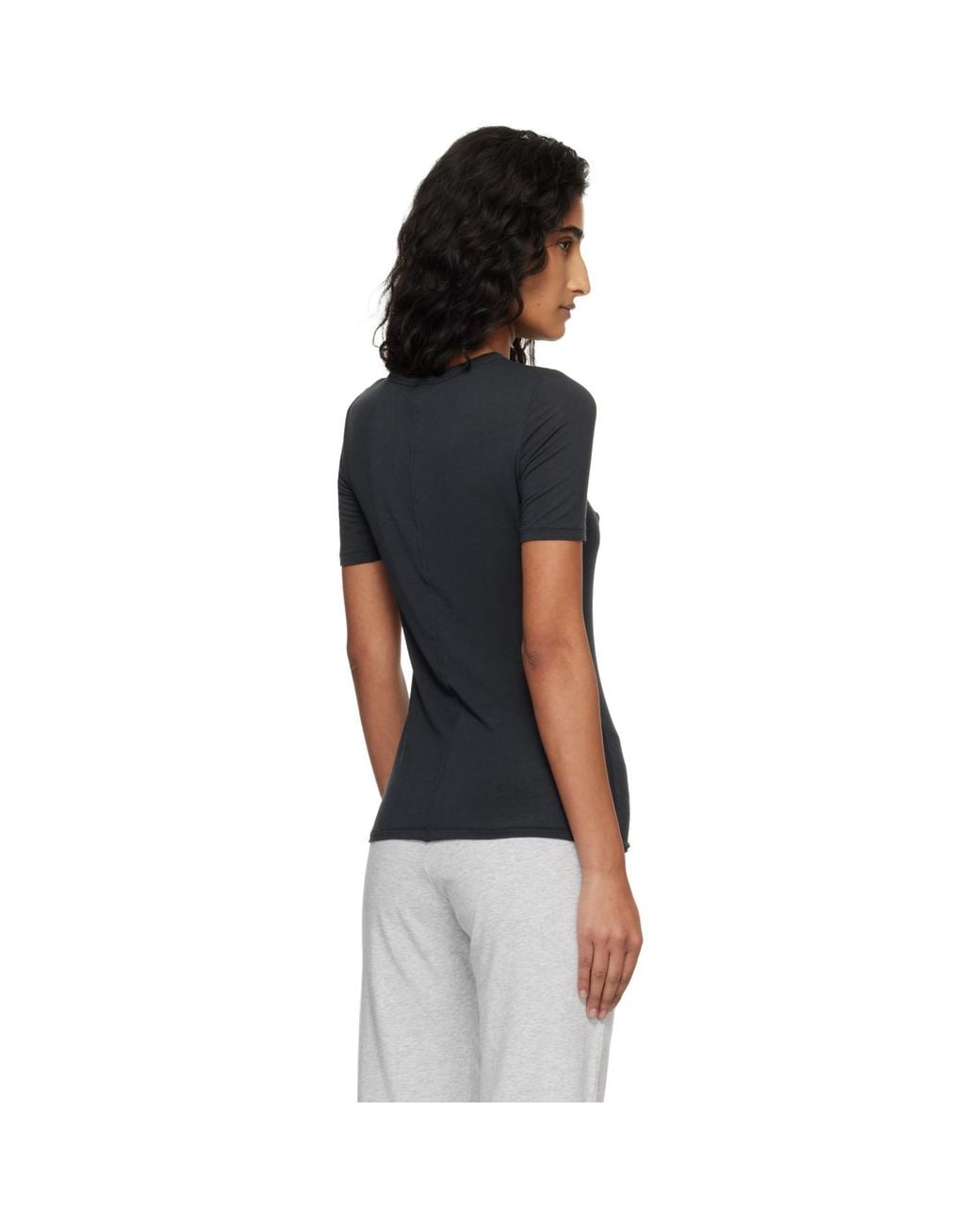 Skims Black Sheer Modal Long T-Shirt