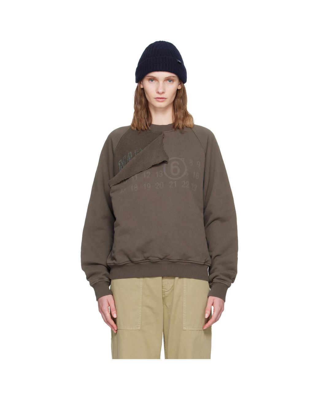 MM6 by Maison Margiela Brown Double Layer Sweatshirt