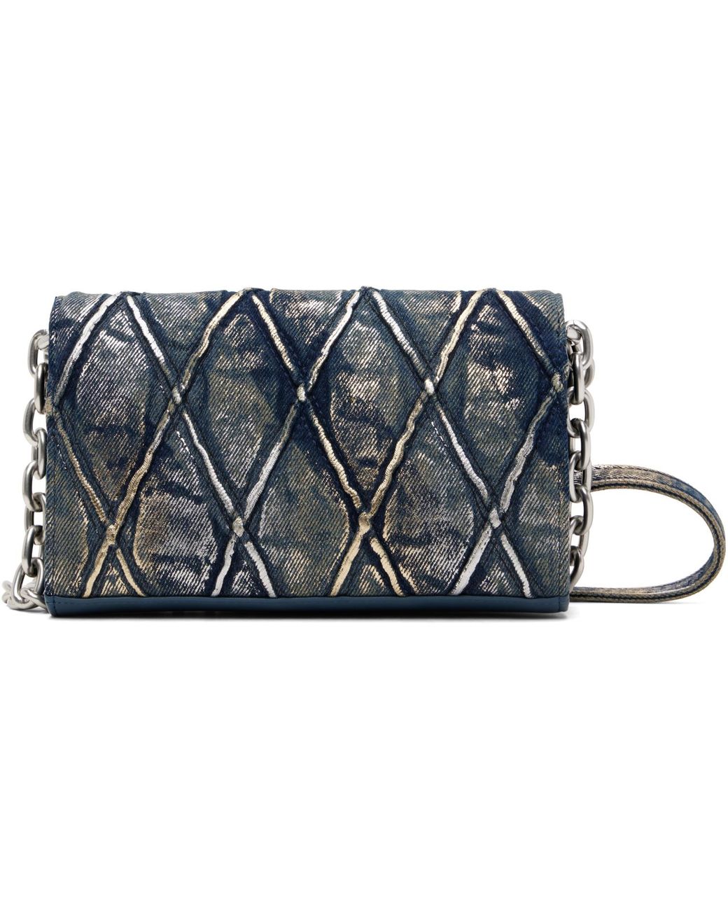DIESEL Blue Quilted Denim Purse Wallet