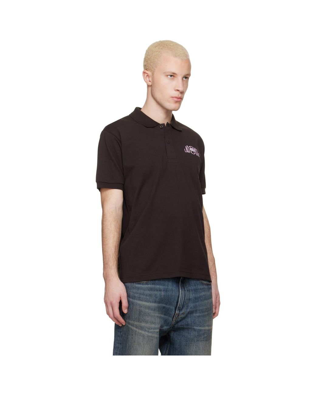 Lacoste Black Classic Fit Graphic Branding Polo for men