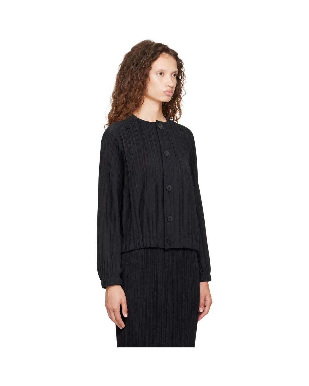 Pleats Please Issey Miyake Black Smooth Jacket