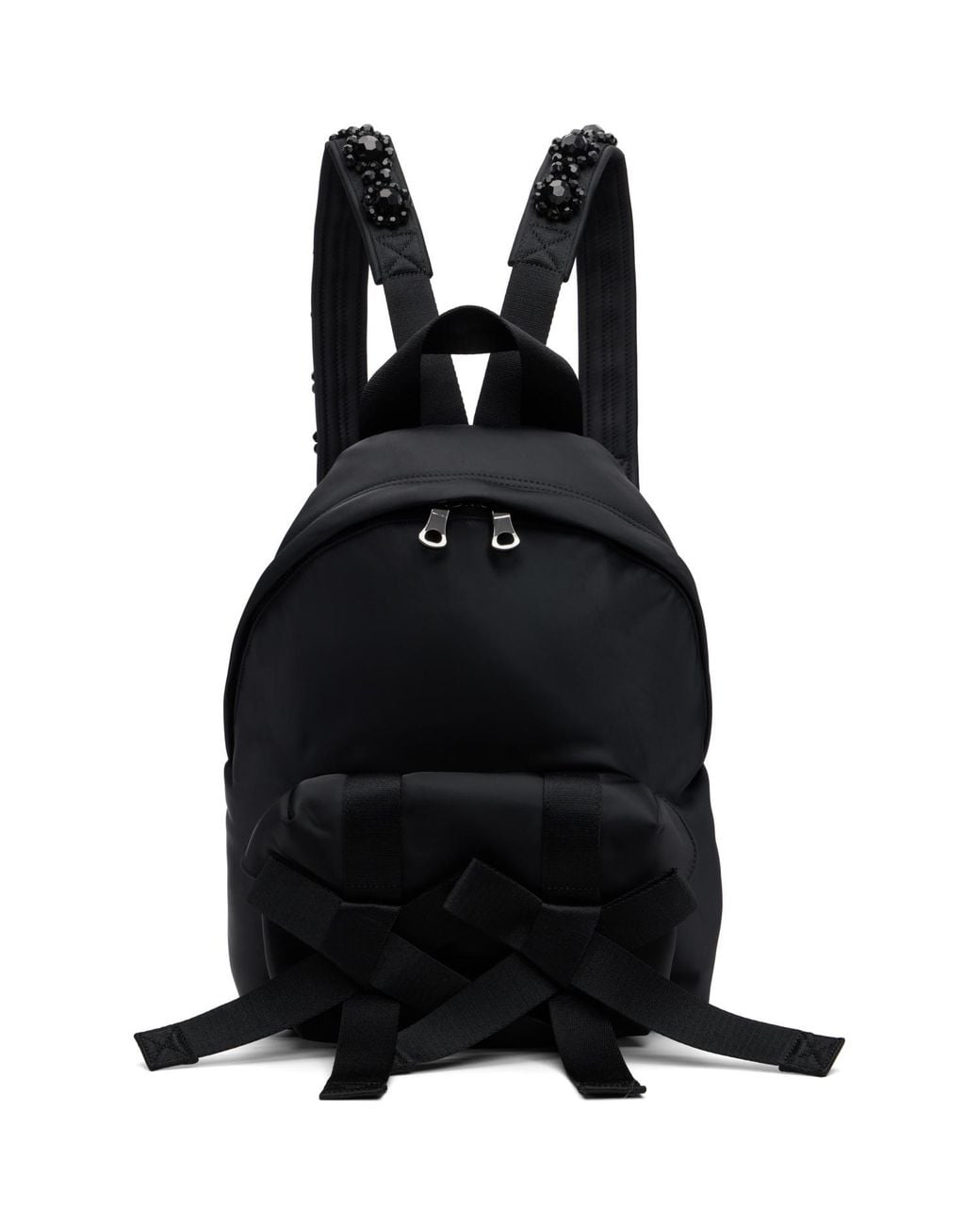 Simone Rocha Black Beaded Utility Bow Backpack