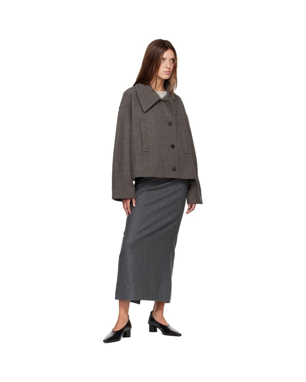 R2W Brown Palma Wool Cash Double Short Jacket