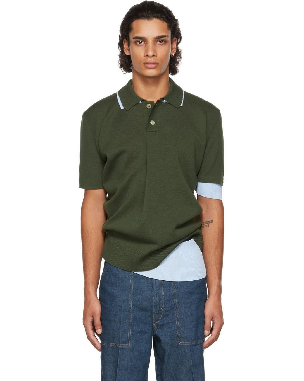 Jacquemus Wool La Montagne 'le Double Polo' Polo in Green for Men | Lyst