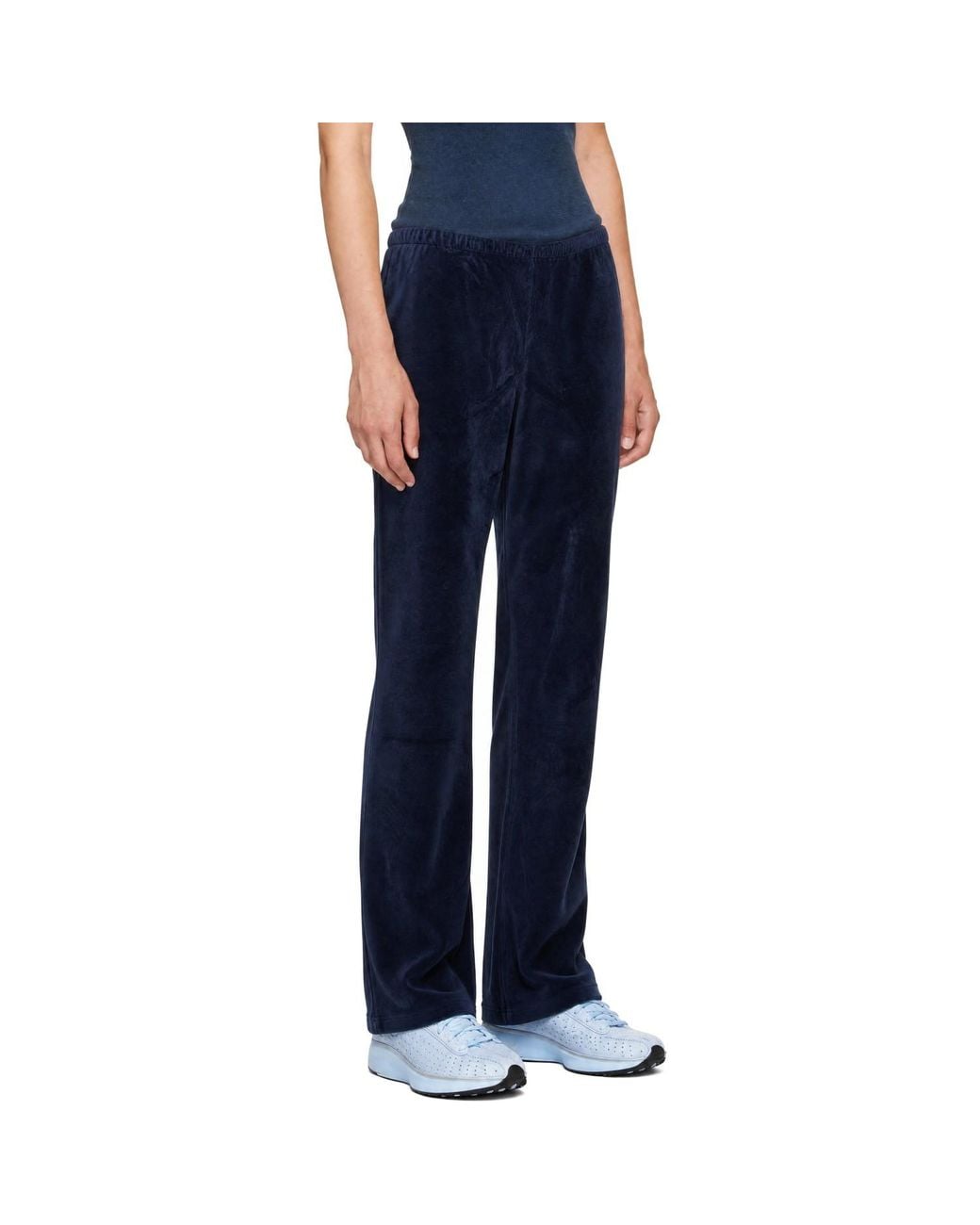 Sporty & Rich Blue Signature Logo Krystal Track Pants
