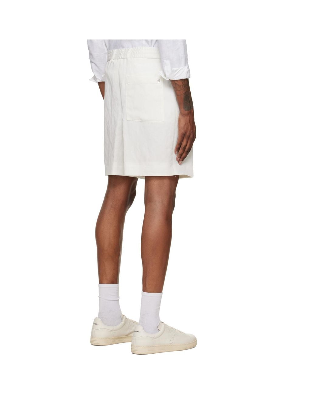 Boss White Off- Drawstring Shorts for men