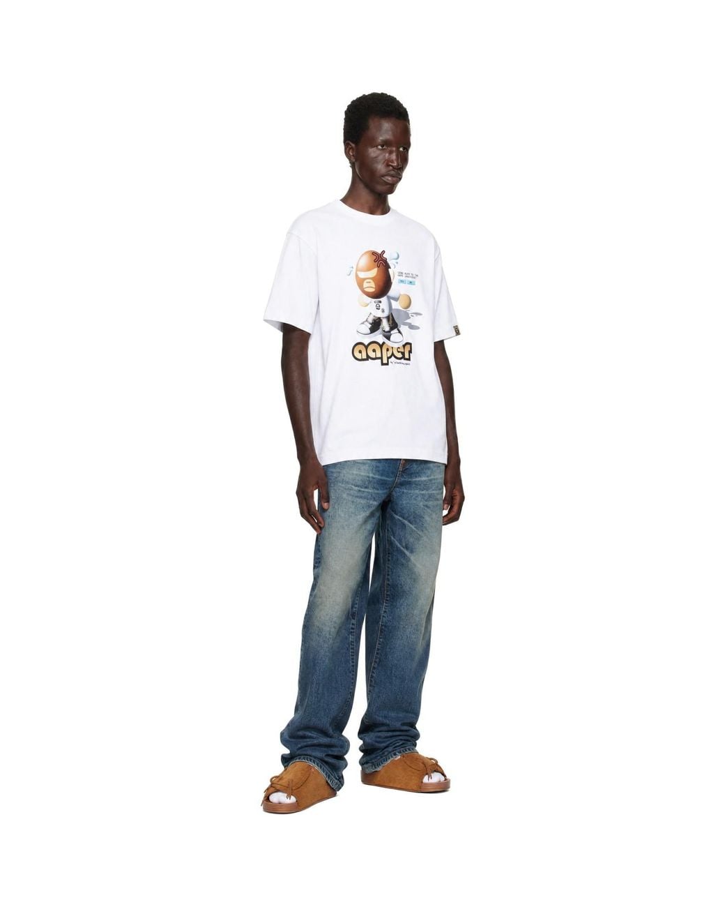 Aape By A Bathing Ape White 'Aaper' Moonface Graphic T-Shirt for men