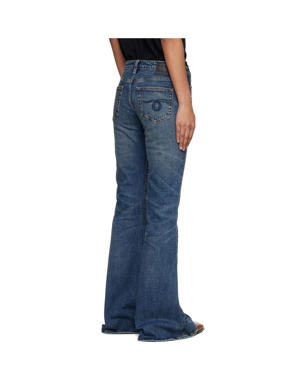R13 Blue Overflow Boy Flare Stretch Jeans