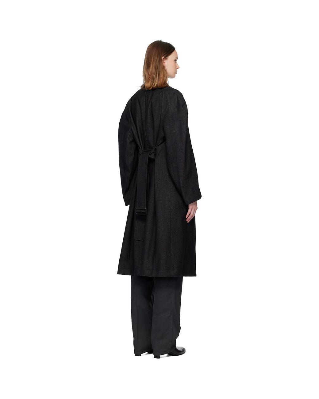 Lemaire Raglan Sleeve Coat in Black | Lyst