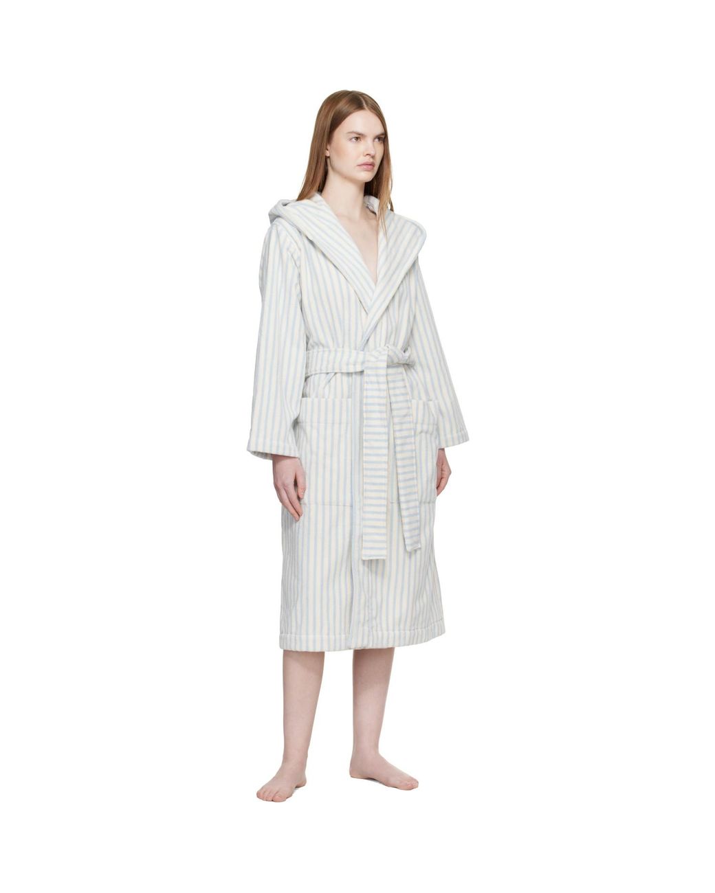 Tekla Black Off & Terry Hooded Bathrobe
