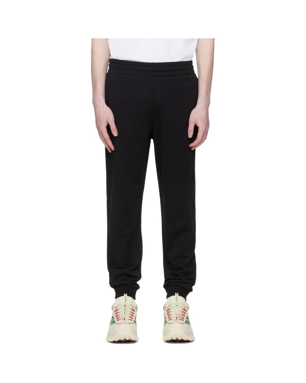 Moncler Black Logo Cotton Fleece Track Pants for men