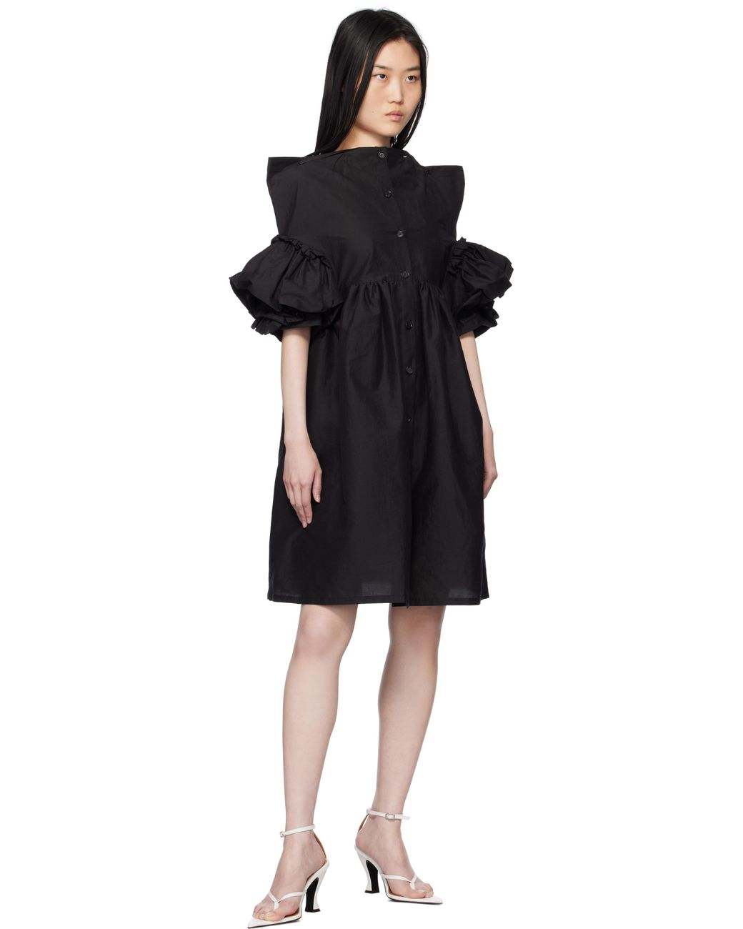 Pushbutton Black Square Minidress