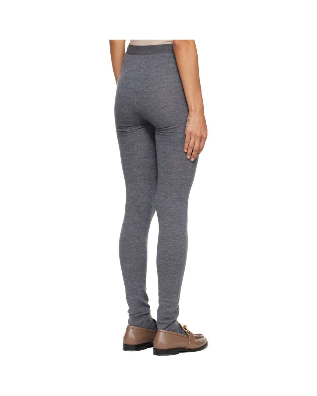 Bottega Veneta Gray Wool Rib Seamless Leggings