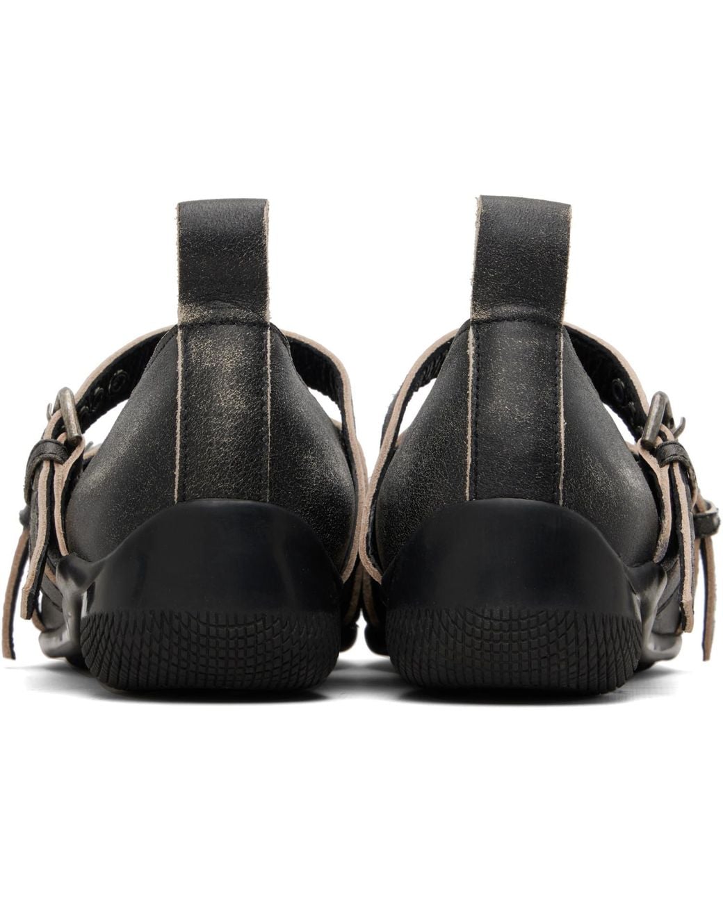 OPEN YY Black Cross Buckle Ballet Flats