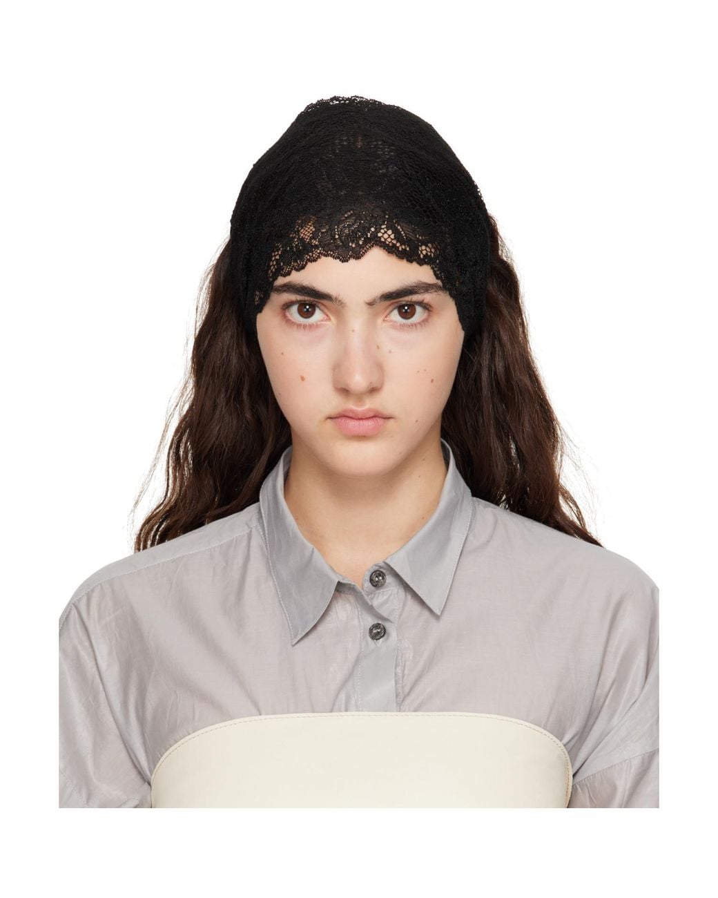 MERRMA Gray Ssense Exclusive Lace Bandeau Headband