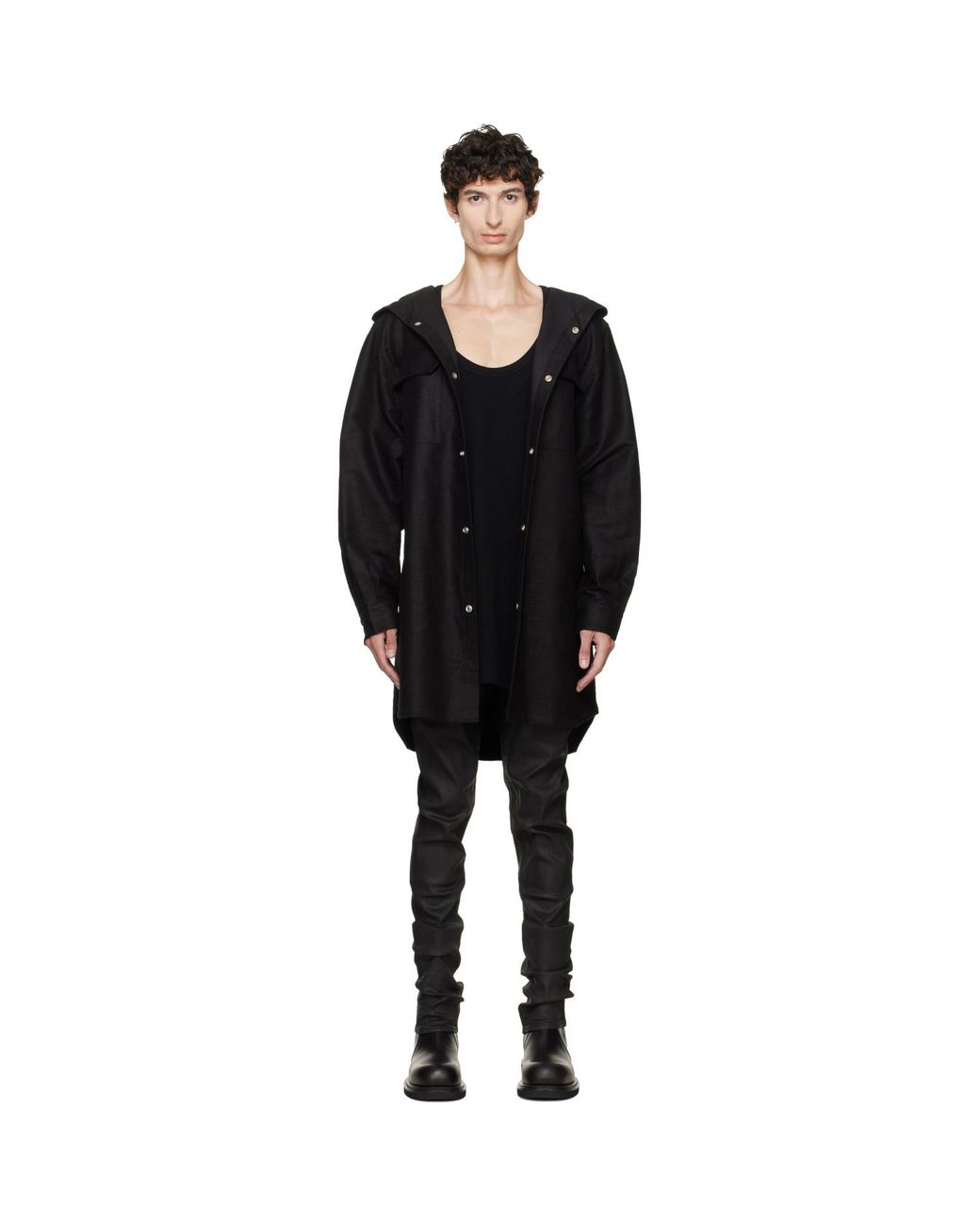 Rick Owens Black Tower Hooded Outershirt for men