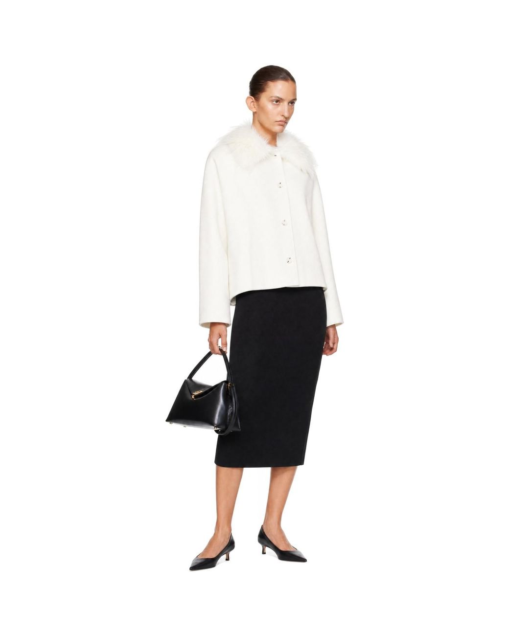 Loulou de Saison White Rafe Detachable Faux-Fur Collar Jacket