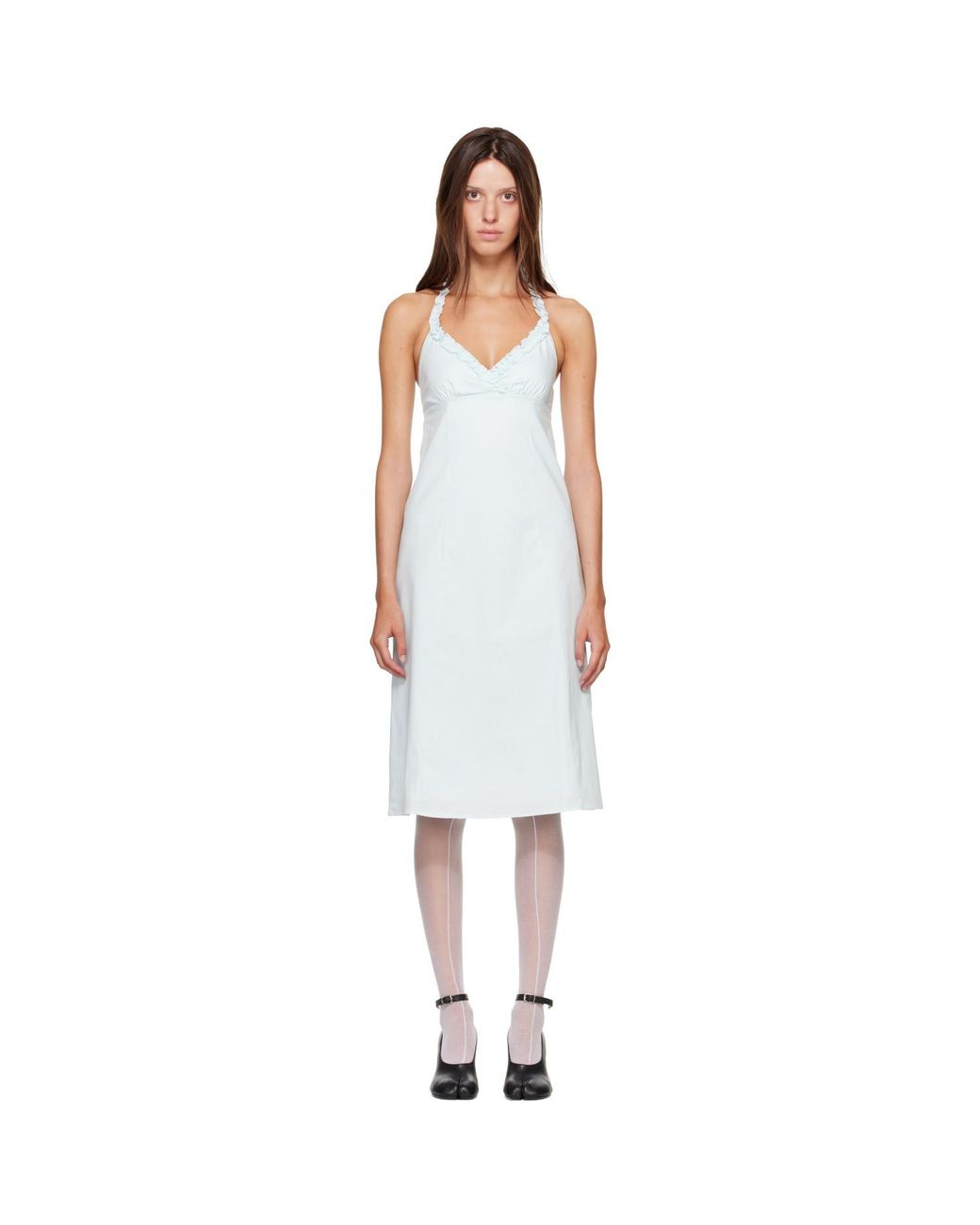 Fruity Booty White Sky Halter Midi Dress