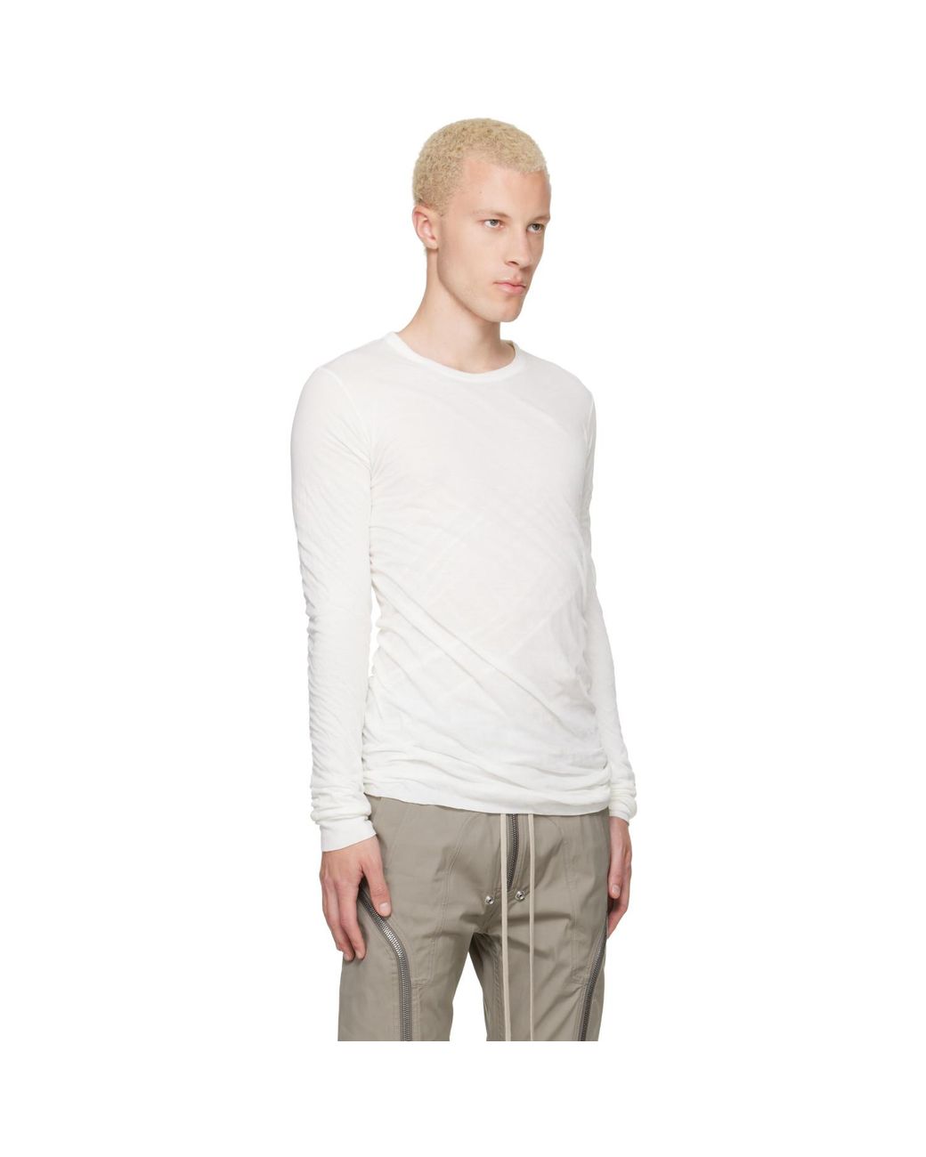 Rick Owens White Off- Tower Double Ls T-Shirt for men