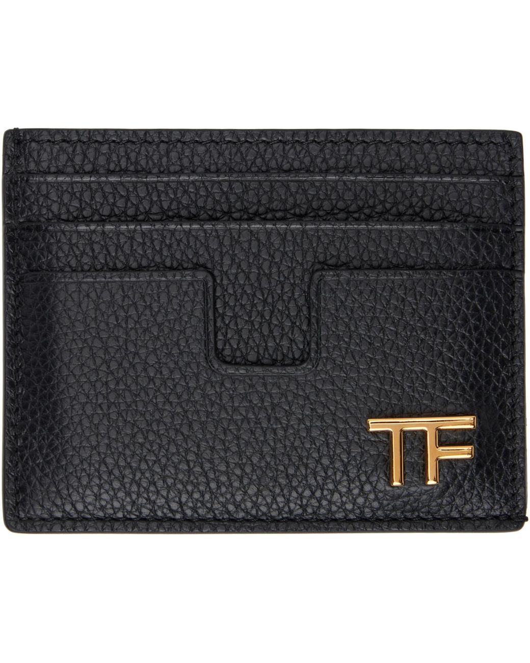 Tom Ford Black Grain Leather Card Holder for men
