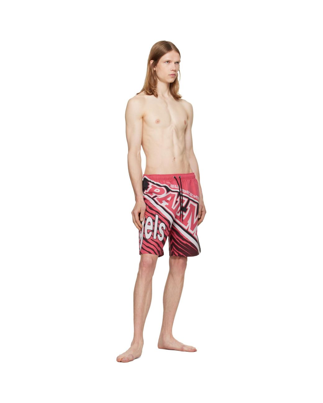 Palm Angels Red 'Racing' Swim Shorts for men