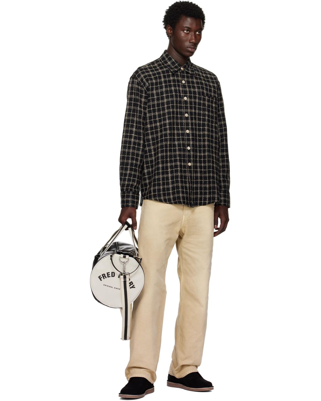 Fred Perry Black Hawley Suede Desert Boots for men