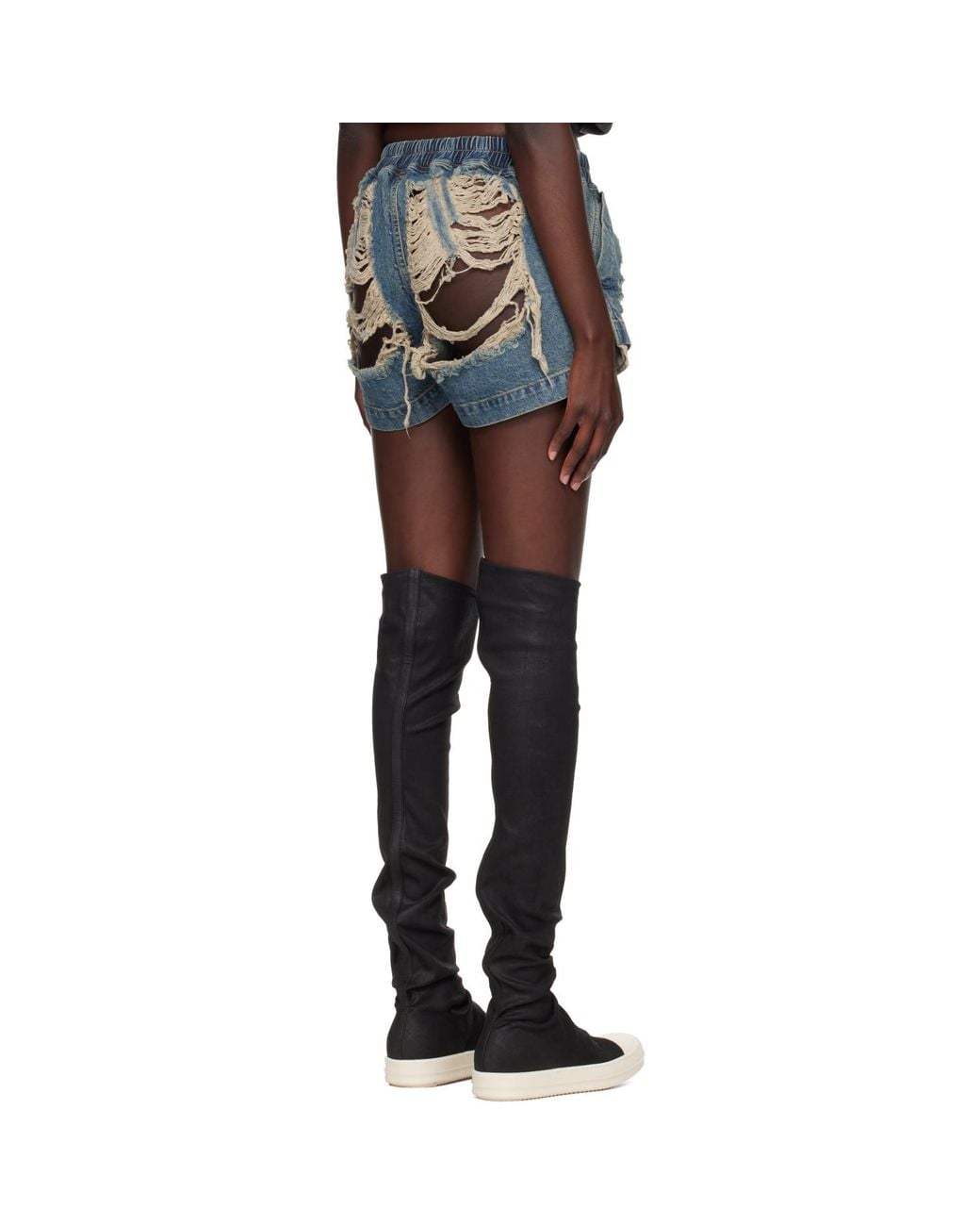 Rick Owens Black Tower Fog Boxers Denim Shorts