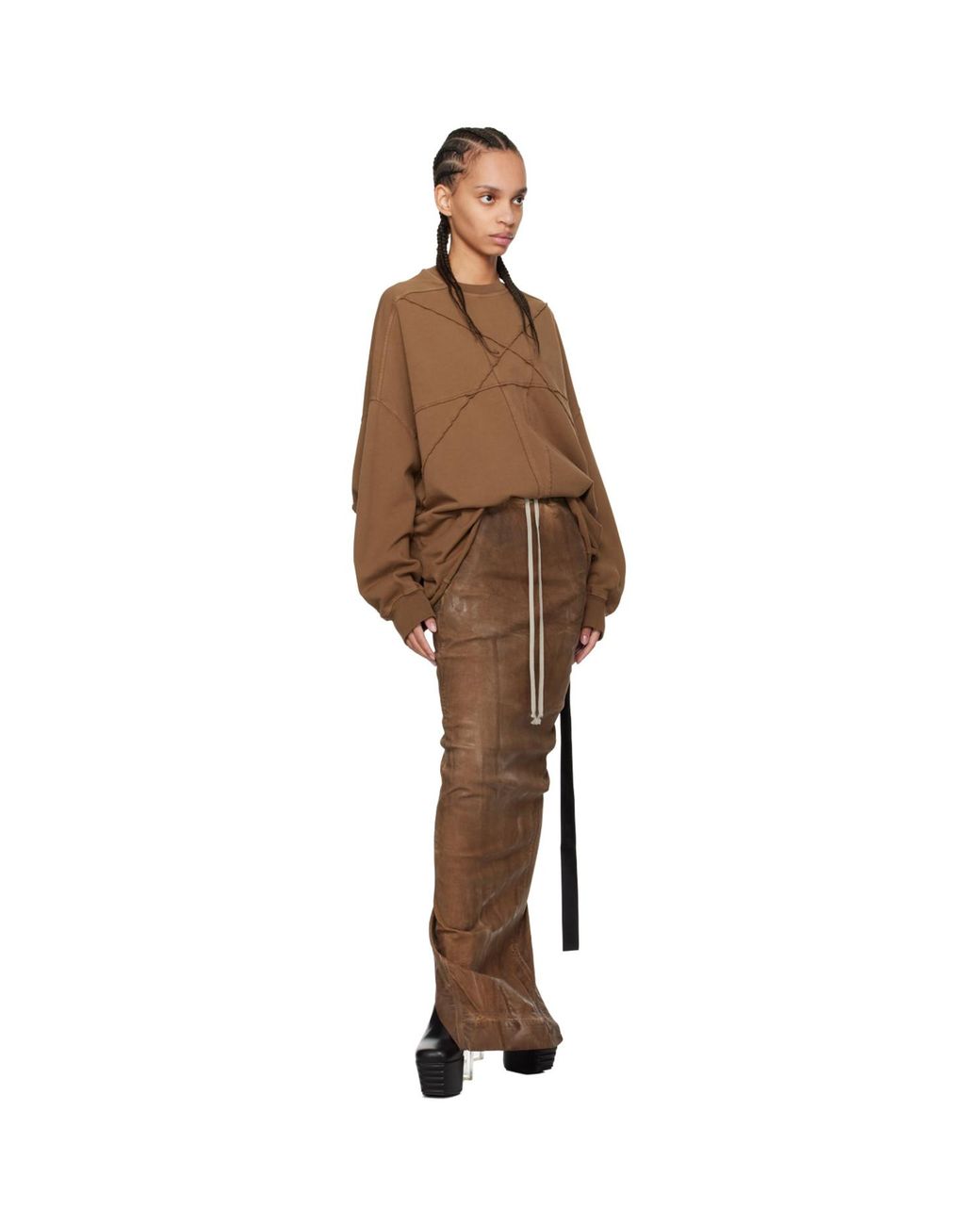 Rick Owens Multicolor Pull On Pillar Denim Maxi Skirt