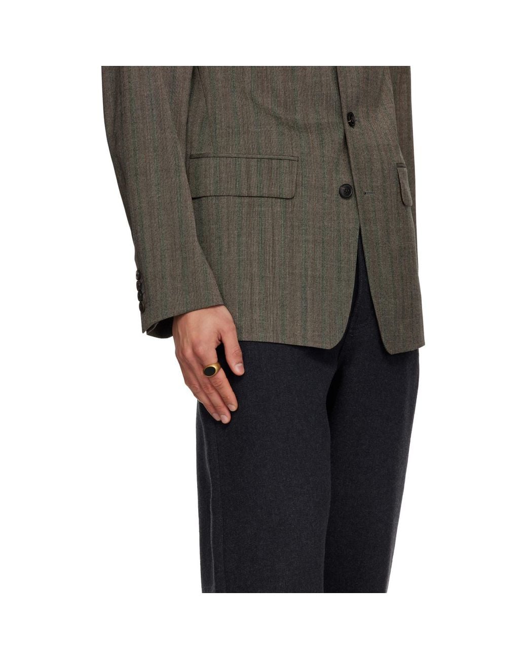 Dries Van Noten Metallic Stone Signet Ring for men