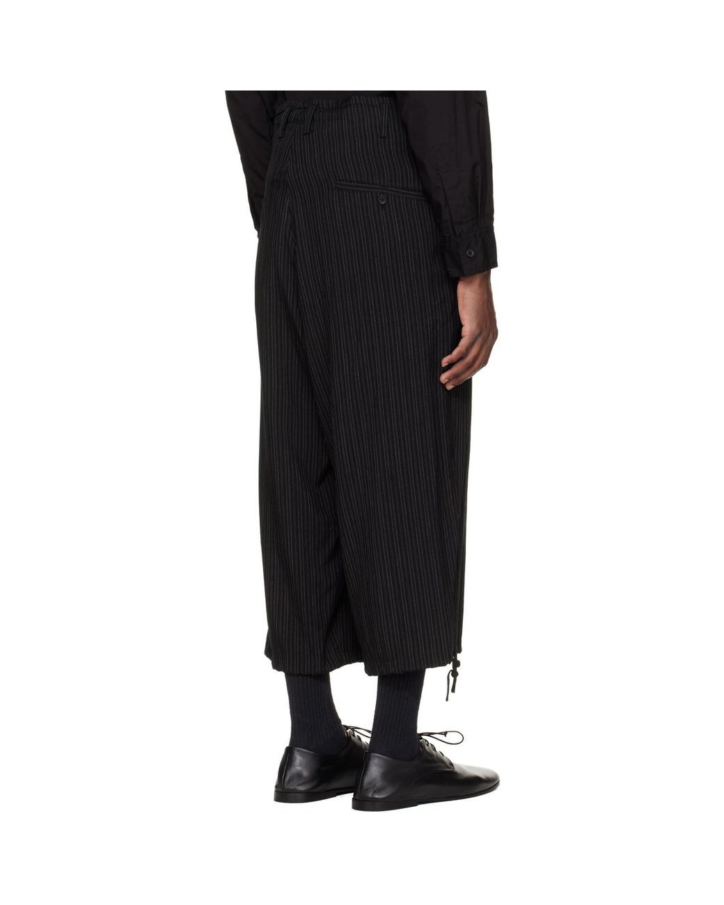 Yohji Yamamoto Black Thin Stripe Trousers for men