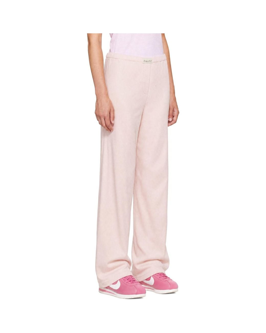 Sporty & Rich Pink Signature Logo Ribbed House Lounge Pants