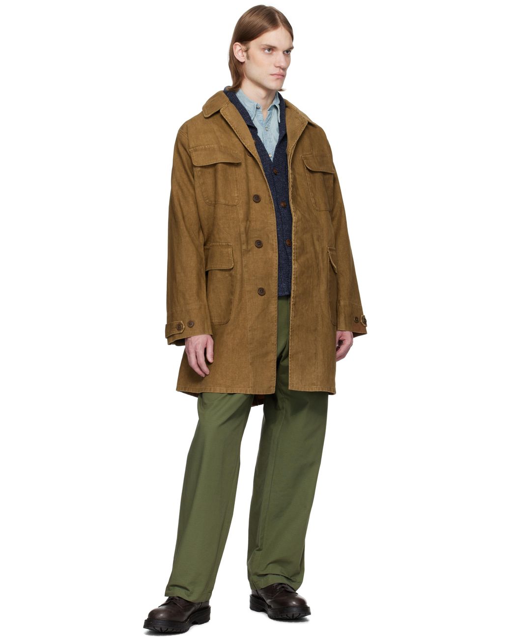 メンズ RRL ブラウン Bonded Linen Walking コート ブラウン | Lyst