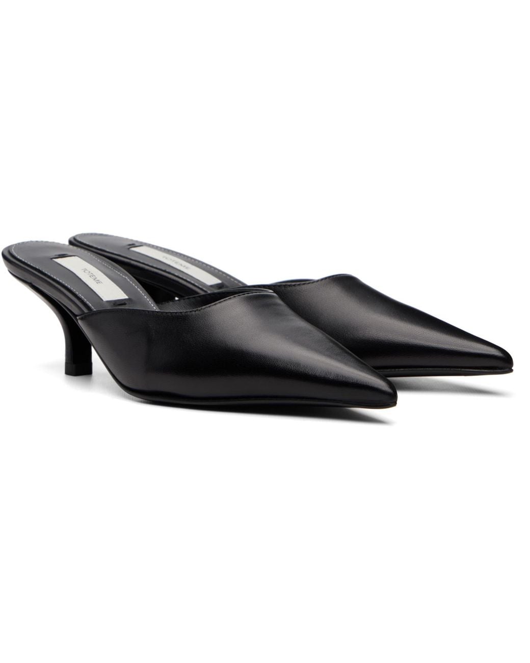 Totême Black Sharp Nappa Mule Heels
