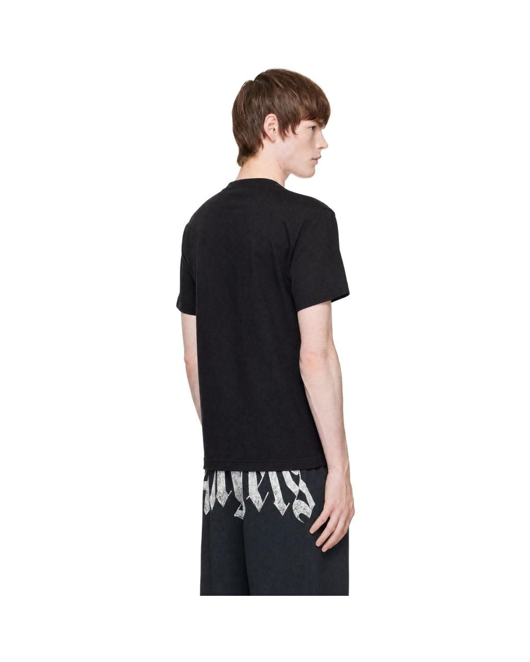 Palm Angels Black Brushed Palm Tree Regular T-Shirt for men