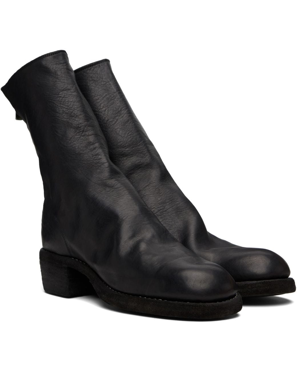 Guidi Black Back Zip Boots for men