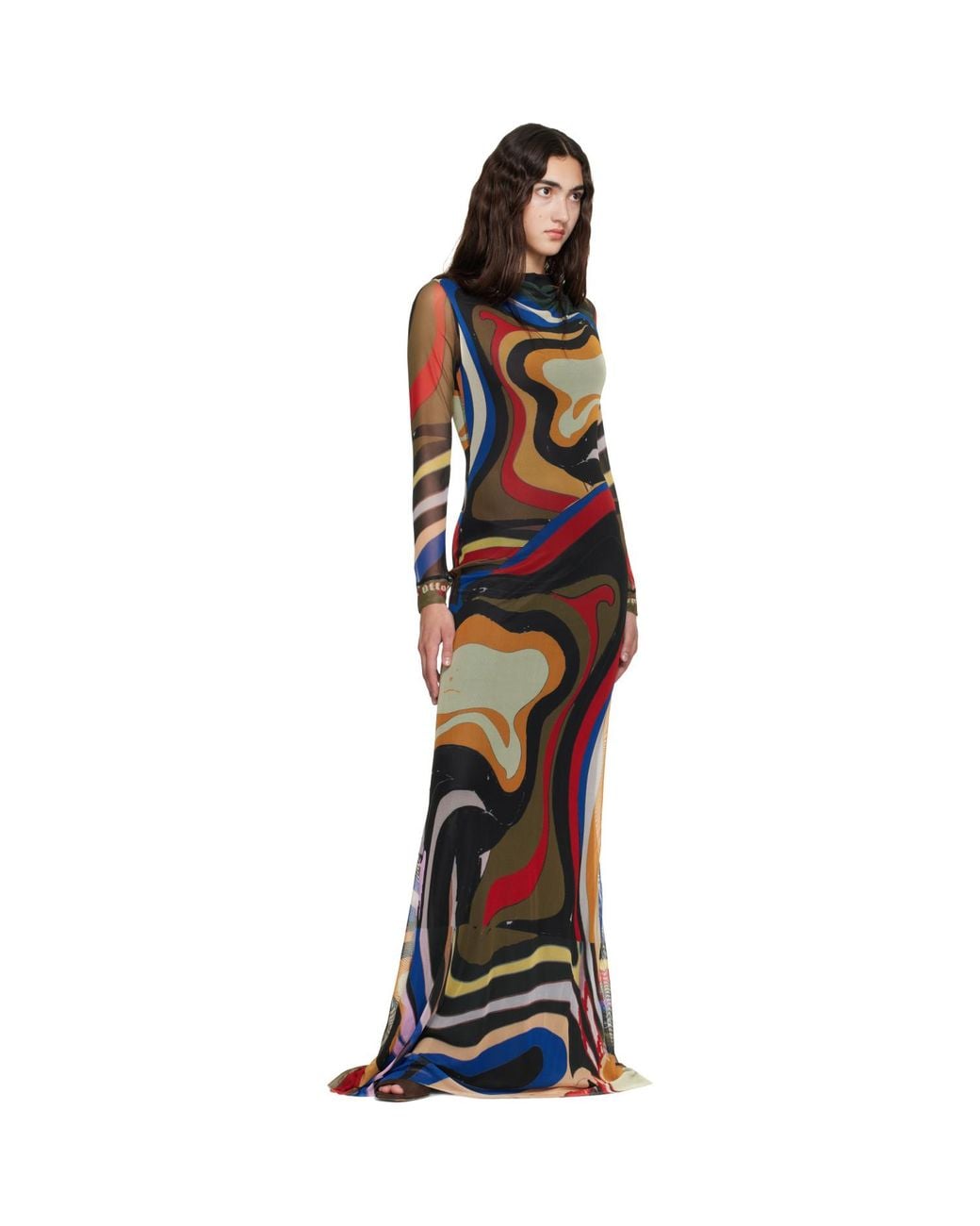 OTTOLINGER Black Mesh Longsleeve Maxi Dress