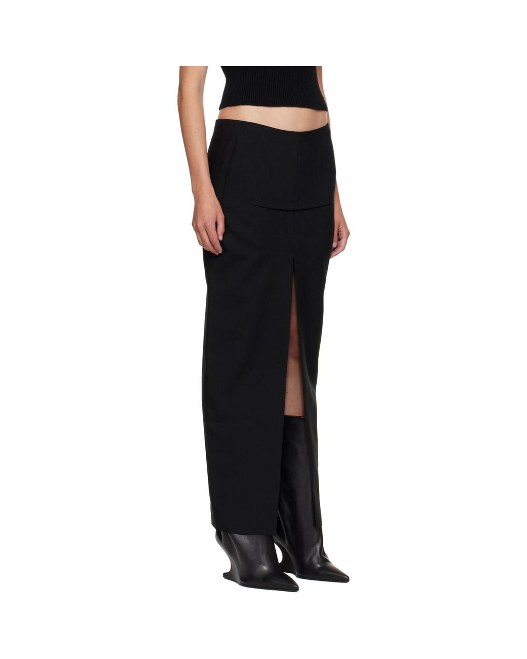 Rick Owens Black Tower Sliced Maxi Skirt