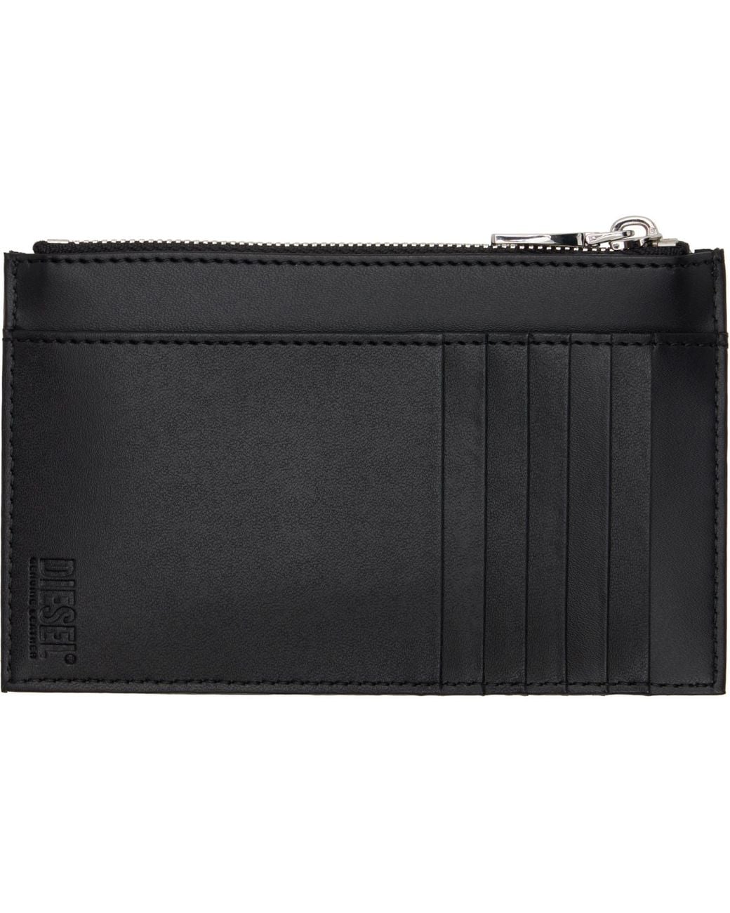 DIESEL Black Zip Pocket Leather Card Holder for men