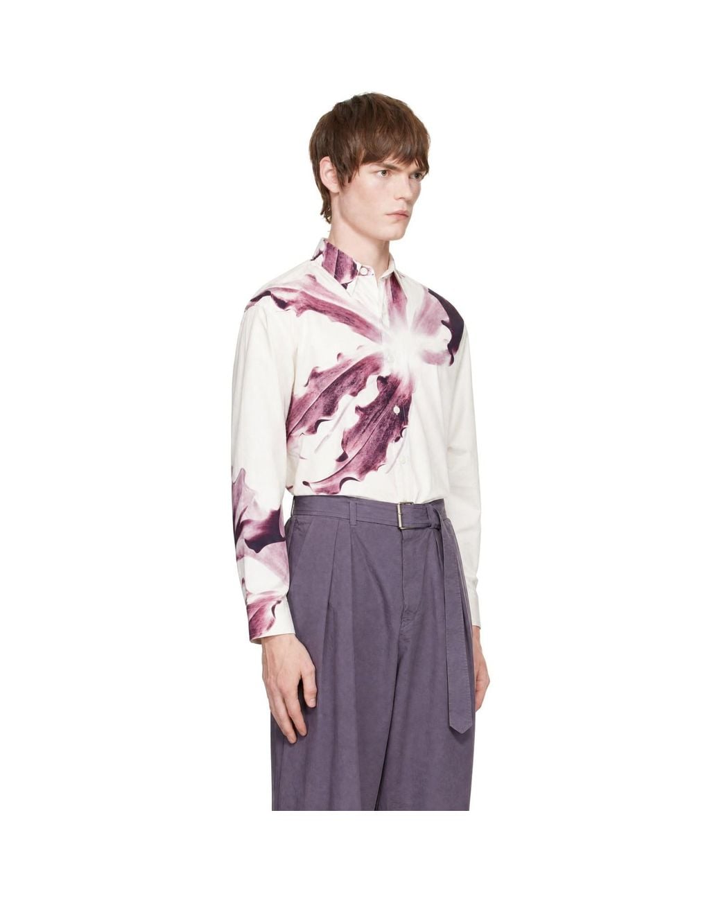 Dries Van Noten Purple Flower Shirt for men